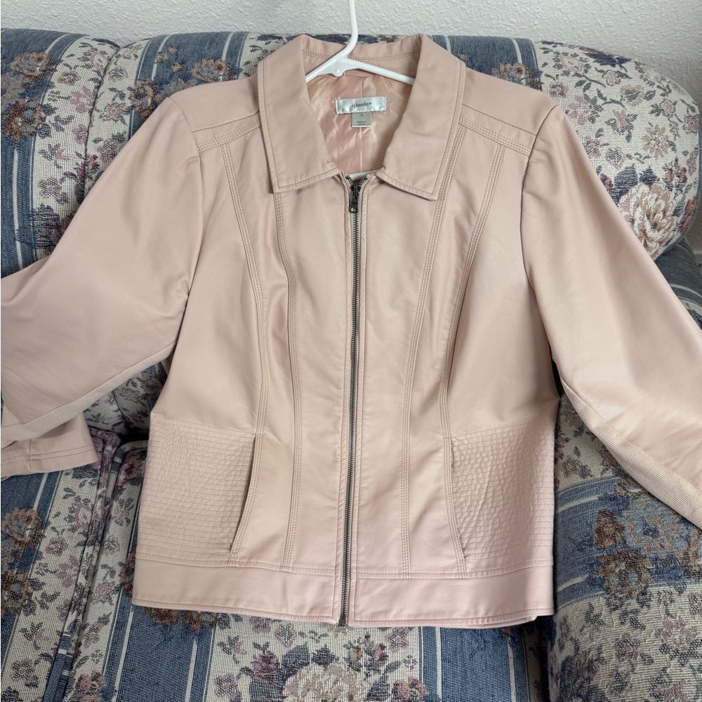 CJ Banks Light Pink Imitation Leather Jacket